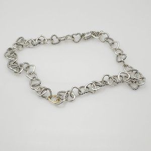 David Yurman 925-18K Yell Gold Heart Link Toggle Necklace 16"